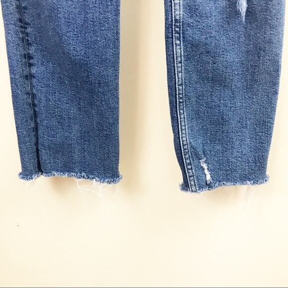 We The Free People High Waist Slim Ripped Stretch Ankle Cropped blue jeans 27 - Picture 6 of 14
